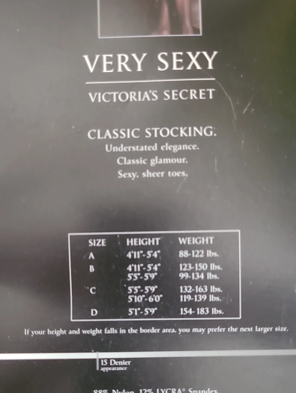 New! Victoria's Secret Very Sexy Classic Nude & Black Set Stocking Womens Size B